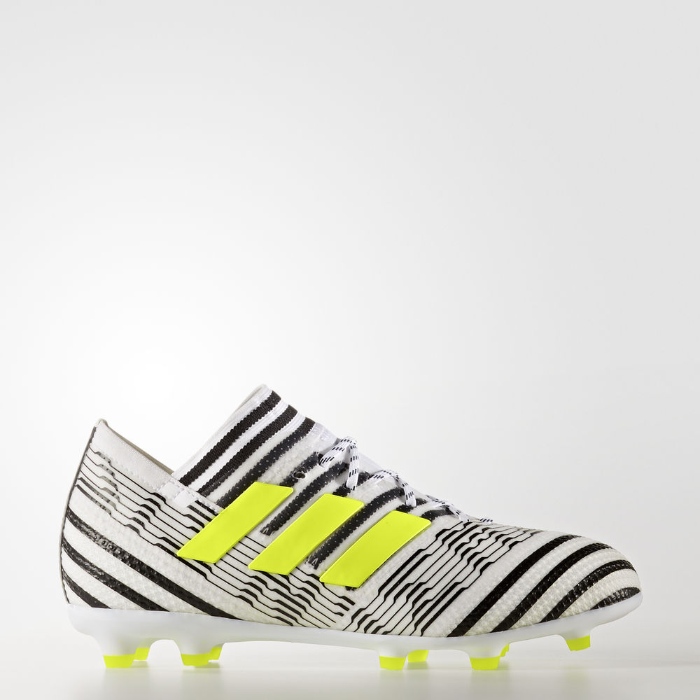 Adidas Nemeziz 17.1 Firm Ground - ποδοσφαιρικα παπουτσια για αγορια - Ασπρα/Κίτρινα/Μαυρα,Μέγεθος: E